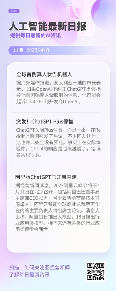 AI人工智能最新日报商务风营销长图