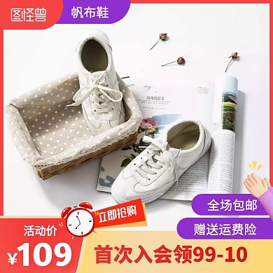 帆布鞋休闲百搭促销活动简约风主图直通车