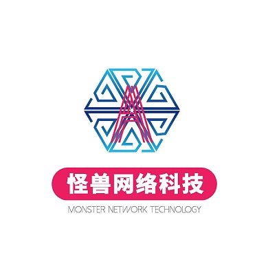 玫红色科技风线条字母网络科技公司logo