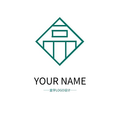 简约大气绿色盒字logo设计中式窗户
