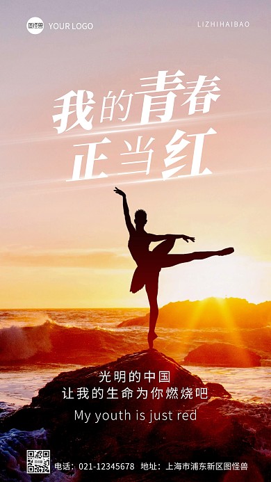 我的青春正当红简约风摄影图海报