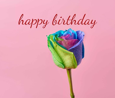 粉色浪漫带署名的生日祝福贺卡