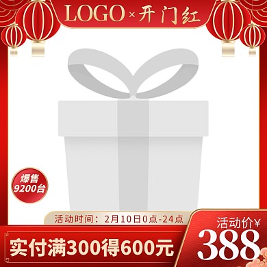 原创电商喜庆新春开门红促销主图边框