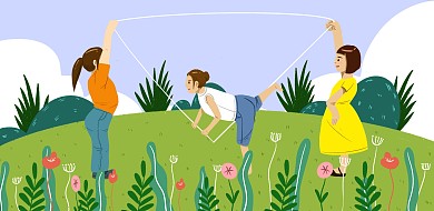 图怪兽原创元素儿童节儿童玩耍插画