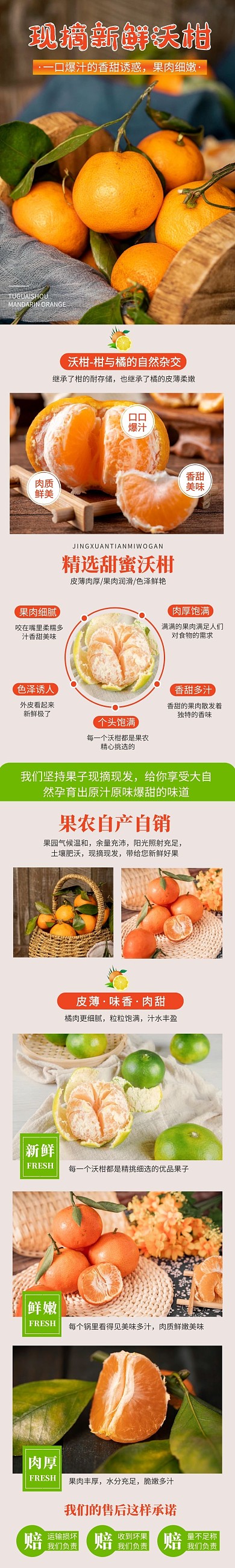 橙色简约水果甜桔介绍详情页	