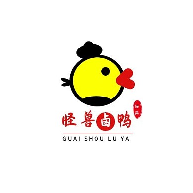 卤鸭美食餐饮鸭子几何红黄简约LOGO