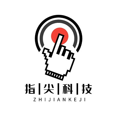 指尖科技手指圆形红黑简约LOGO
