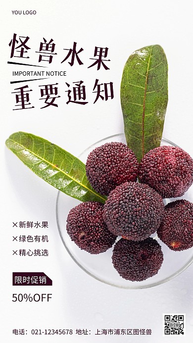 摄影图重要通知白色简约风手机海报