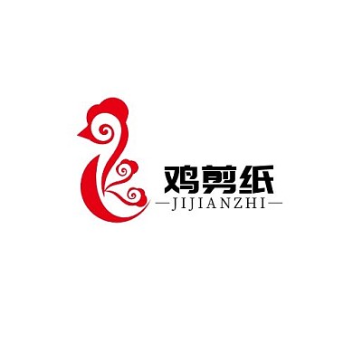 鸡剪纸鸡抬头红色简约LOGO