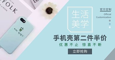 手机壳塑胶外壳全屏浅蓝色电商banner