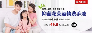 电商抑菌消毒酒精洗手液banner