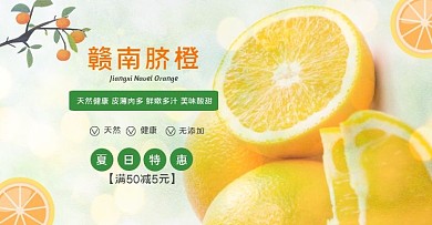 江西赣南脐橙橙色简约电商横版海报