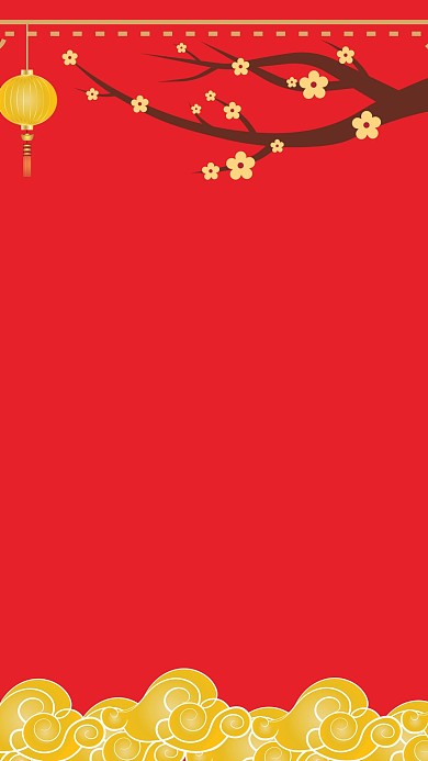 图怪兽原创元素过年背景喜庆红色底图鼠年福气横板海报节日