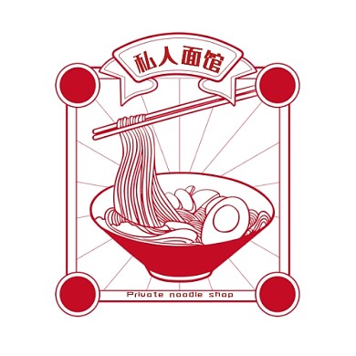 私人面馆LOGO设计简约线条中国风