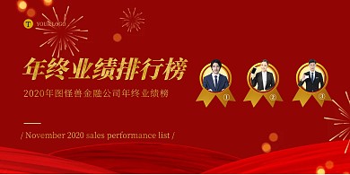 图怪兽金融公司年终业绩排行榜横版海报