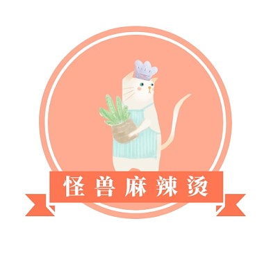 麻辣烫猫咪可爱卡通标志