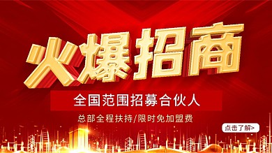 火爆招商招募合伙人红金大气巨量大图