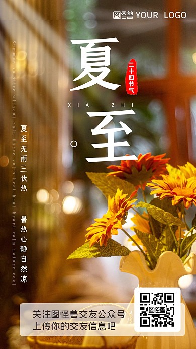 节气夏至简约清新手机海报新媒体