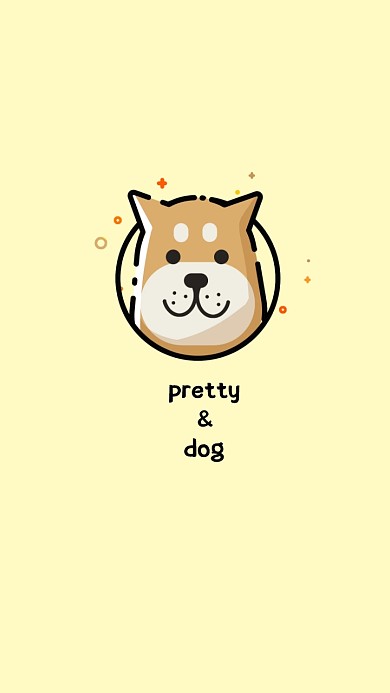 手机壁纸博美狗狗简约动漫卡通风格