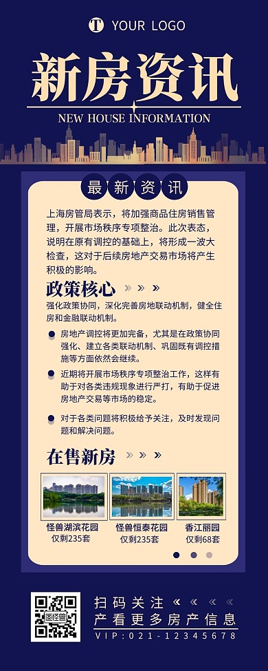 最新房产资讯政策信息介绍营销长图设计