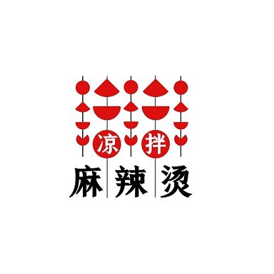 凉拌麻辣烫红色几何风格平面logo设计