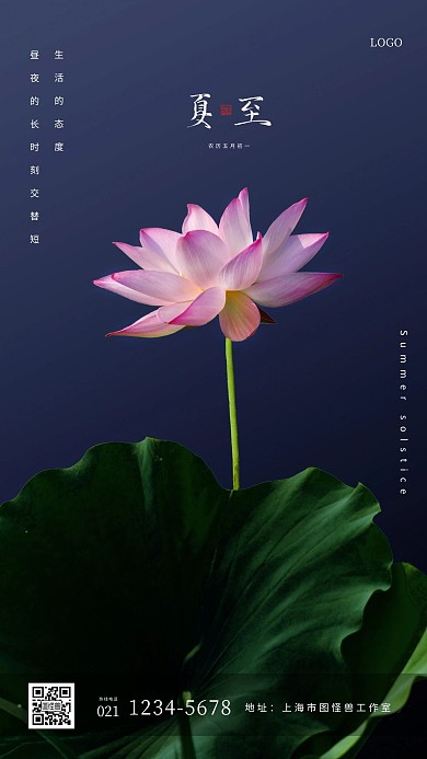 清新摄影风夏至地产手机海报