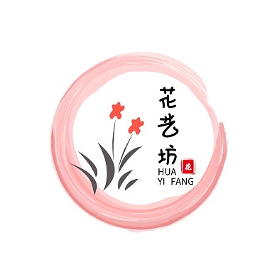 花艺坊粉色卡通店招logo