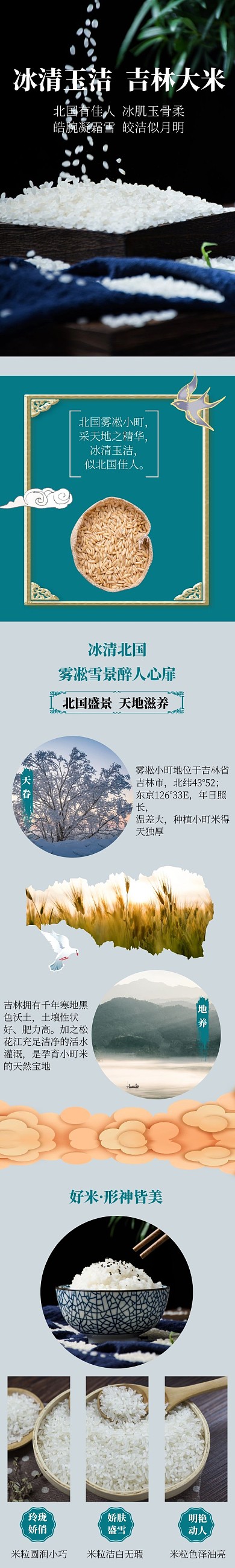 大米蓝白色简约详情页