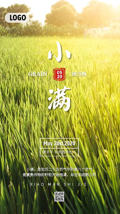 小满传统节气借势营销手机海报