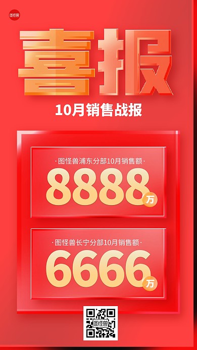 十月喜报创意玻璃风海报