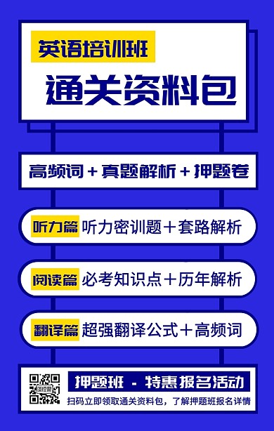 简约几何风英语培训班宣传手机海报