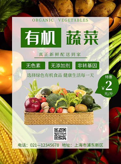绿色简约风格蔬菜团长海报