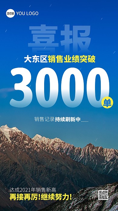 销售业绩喜报摄影图海报