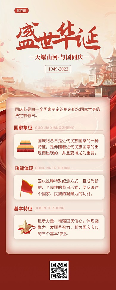 简约AIGC国庆节节日科普宣传营销长图