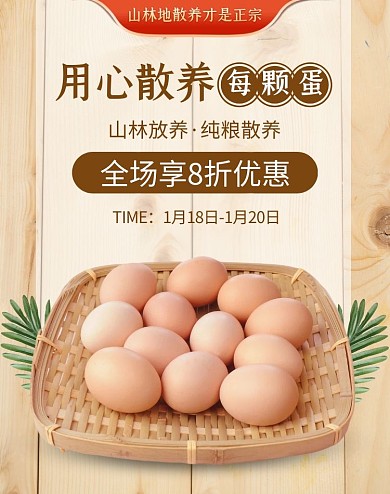 电商简约食品散养土鸡蛋促销海报