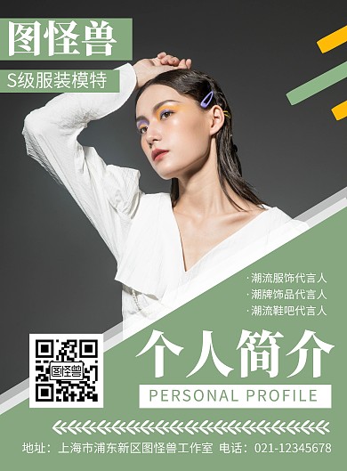 简约大气创意几何炫酷人物介绍宣传海报	