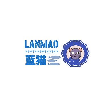 简约蓝猫logo设计