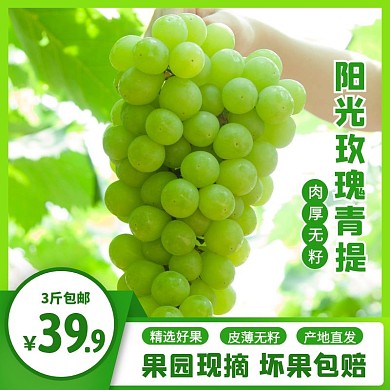 绿色简约风玫瑰葡萄水果主图直通车