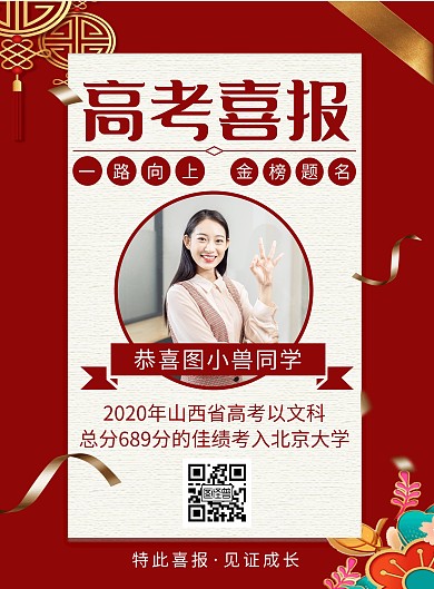 简约创意红色高考喜报海报