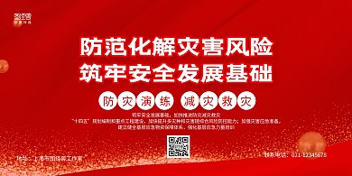 红色简约防范化解灾害风险横版海报