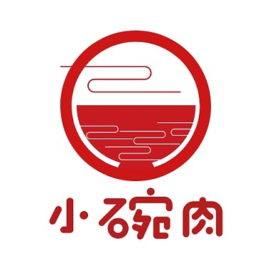 小碗肉古风简约红色印刷平面LOGO设计