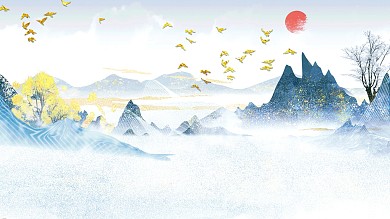 图怪兽原创元素古风新中式风格装饰画背景