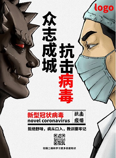 抗击新冠病毒宣传海报