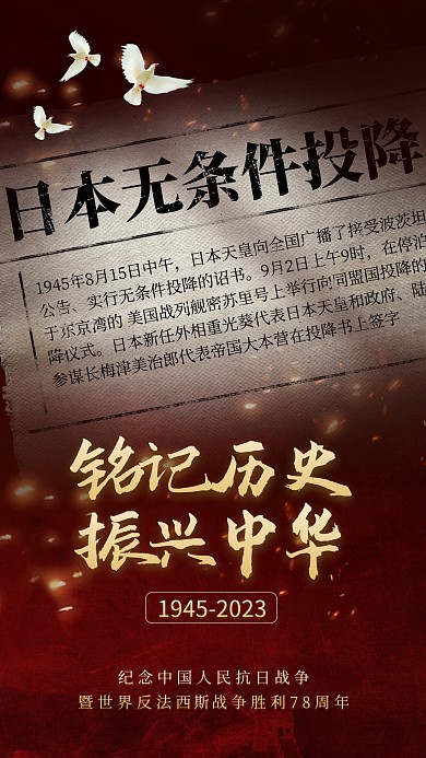 抗日战争胜利纪念日手机海报