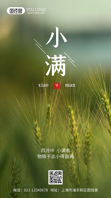 小满节气摄影风手机海报