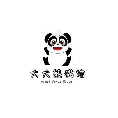 创意卡通可爱熊猫黑白logo