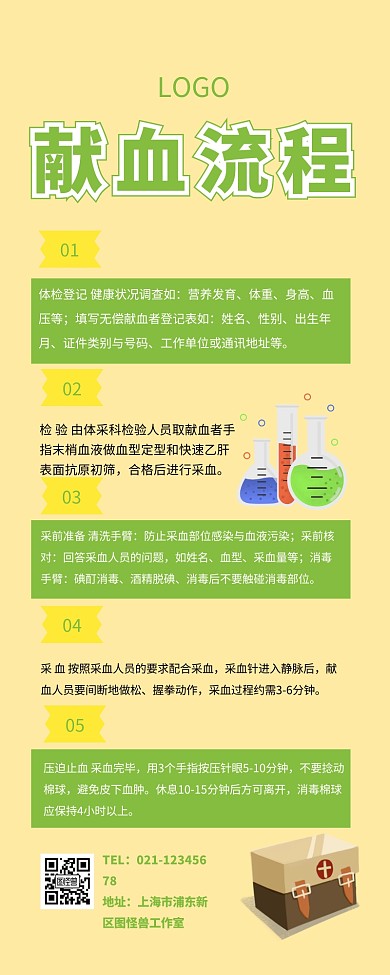 献血流程营销长图