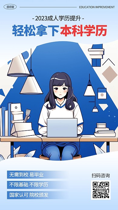 成人教育专升本学历提升插画海报