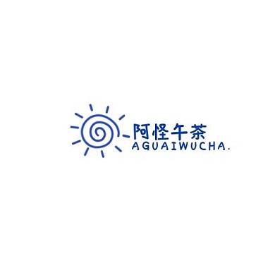 蓝色涂鸦风格奶茶店铺logo设计