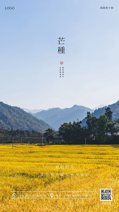 清新摄影风芒种节气手机海报